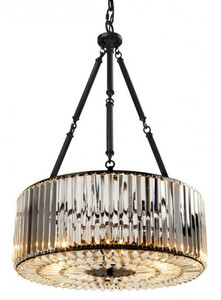 Casa Padrino Luxus Hngeleuchte Gunmetal Finish / Glas - Art Deco Restaurant - Hotel Lampe Leuchte