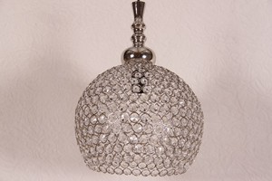 Casa Padrino Hngeleuchte Deckenleuchte Silber / Glas 28cm Durchmesser - Industrie Lampe Hnge Leuchte