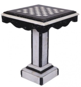 Casa Padrino Luxus Barock Spieltisch Schach / Dame Tisch Marmor Schwarz - Weiss  - Mbel Antik Stil Art Deco Jugendstil