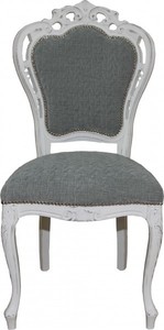 Casa Padrino Barock Esszimmer Stuhl ohne Armlehnen Grau / Antik Wei - Designer Stuhl - Luxus Qualitt