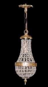 Casa Padrino Barock Hngeleuchte Glas Kristall / Gold - Hhe 30 cm, Durchmesser 10 cm - Decken Leuchte Antik Stil