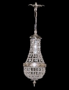 Casa Padrino Barock Hngeleuchte Glas Kristall / Silber - Hhe 30 cm, Durchmesser 10 cm - Decken Leuchte Antik Stil