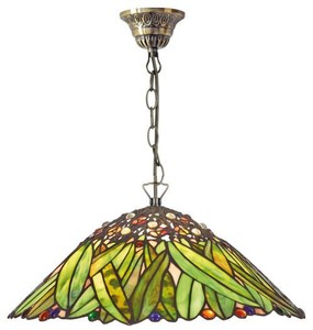 Casa Padrino Tiffany Deckenleuchte / Hngeleuchte mit Kette Mosaik Glas Bananbltter Durchmesser 40 cm - Leuchte Lampe
