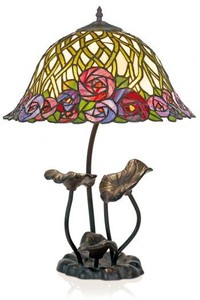 Casa Padrino Tiffany Tischleuchte Hockerleuchte Blumen - Leuchte Lampe