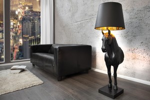 Casa Padrino Luxus Stehleuchte Pferd Schwarz Hhe 130 cm, Leuchte - Luxury Collection Pferde Leuchte - Horse Lamp