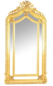 Riesiger Casa Padrino Luxus Barock Wandspiegel Gold 210 x 115 cm - Massiv und Schwer - Goldener Spiegel