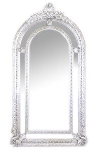 Riesiger Casa Padrino Luxus Barock Wandspiegel Silber Versailles 210 x 115 cm - Massiv und Schwer - Silberner Spiegel