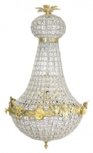 Casa Padrino Barock Kronleuchter Gold mit Glaskristallen 75 x 40 cm Antik Stil - Mbel Lster Leuchter Hngeleuchte Hngelampe