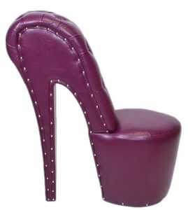 Casa Padrino High Heel Sessel mit Dekosteinen Lila Luxus Design - Designer Sessel - Club Mbel - Schuh Stuhl Sessel