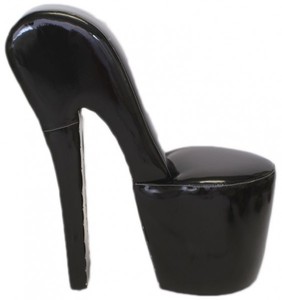 Casa Padrino High Heel Sessel Schwarz Lack Luxus Design - Designer Sessel - Club Mbel - Schuh Stuhl Sessel