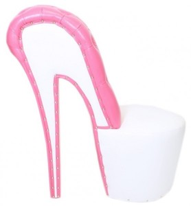 Casa Padrino High Heel Sessel mit Dekosteinen Wei / Rosa Luxus Design - Designer Sessel - Club Mbel - Schuh Stuhl Sessel