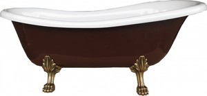 Freistehende Luxus Badewanne Jugendstil Roma Braun/Wei/Altgold 1470mm von Casa Padrino - Barock Antik Badezimmer