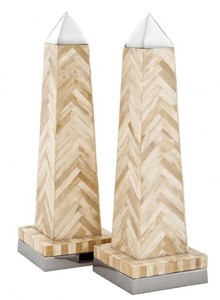 Casa Padrino Luxus Obelisk Set Bffelhorn / Messing vernickelt - Hotel Einrichtung - Luxus Dekoration