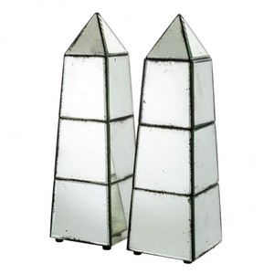 Casa Padrino Luxus Obelisk Skulpturen Set (2 Stk) Antik Stil Spiegelglas - Hotel Einrichtung - Luxus Dekoration