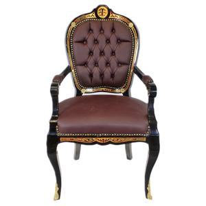 Casa Padrino Luxus Barock Stuhl mit Armlehnen Boulle Collection - Luxus Schreibtisch Stuhl