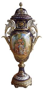 Casa Padrino Luxus Barock Porzellan Vase mit Deckel H. 126 cm - Limited Edition