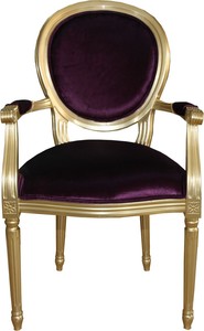 Casa Padrino Barock Luxus Esszimmer Stuhl mit Armlehnen Lila / Gold  - Designer Stuhl - Luxus Qualitt - Limited Edition