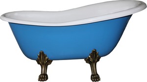 Freistehende Luxus Badewanne Jugendstil Roma Hellblau/Wei/Altgold 1470mm - Barock Badezimmer - Mod1