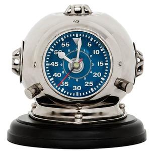 Casa Padrino Designer Uhr Taucherhelm auf Sockel 18 x H. 19 cm - Luxus Tischuhr