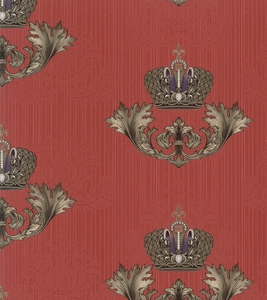 Harald Glckler Imperial Barock Tapete 54856 - Rot mit goldener Krone