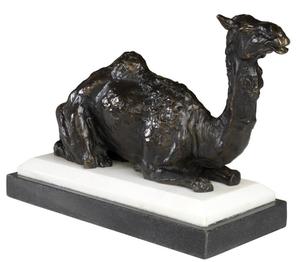 Casa Padrino Designer Bronzefigur Kamel auf Sockel 37 x 15 x H. 24 cm - Edel & Prunkvoll