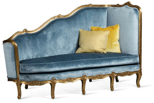 CPBlack Luxus Barock Sofa by Casa Padrino Hellblau / Antik Gold - Linke Seite