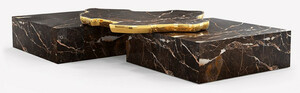 CPBlack Luxus Marmor Couchtisch by Casa Padrino Braun / Gold