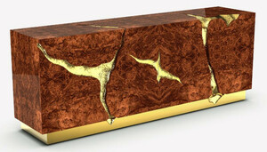 CPBlack Luxus Sideboard by Casa Padrino Braun / Gold