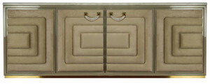 CPBlack Luxus Sideboard Taupefarben / Gold - Handgefertigtes Sideboard mit 4 Tren und Swarovski Perlen