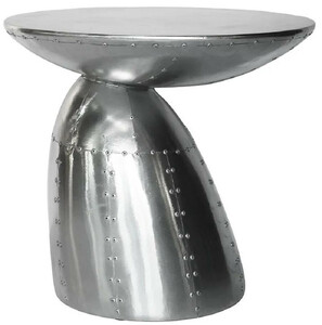 Casa Padrino Luxus Beistelltisch Silber  60 x H. 55 cm - Runder Aluminium Tisch - Aluminium Flugzeug Flieger Mbel - Wohnzimmer Mbel - Luxus Mbel