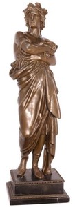 Casa Padrino Luxus Bronzefigur Kaiser Augustus Bronze / Schwarz 24 x 24 x H. 77 cm - Bronze Skulptur mit Marmorsockel - Dekofigur