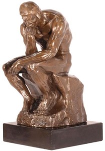 Casa Padrino Art Deco Bronzefigur Der Denker Bronze / Schwarz H. 30,5 cm - Bronze Skulptur - Dekofigur