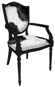 Casa Padrino Art Deco Esszimmerstuhl Wei / Schwarz - Massivholz Stuhl mit Armlehnen - Art Deco Esszimmer Mbel