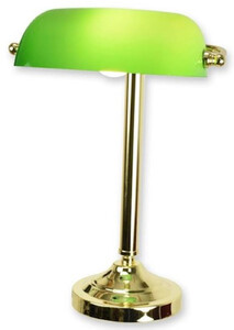 Casa Padrino Banker Schreibtischleuchte Gold / Grn 27 x 23 x H. 40,5 cm - Messing Tischleuchte mit Glas Lampenschirm - Banker Lampe
