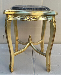 Casa Padrino Barock Beistelltisch Gold / Schwarz - Antik Stil Massivholz Tisch mit Marmorplatte - Antik Stil Mbel - Barock Mbel