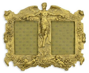 Casa Padrino Barock Doppel Wand Bilderrahmen Engel Gold 32,3 x H. 26,8 cm - Antik Stil Bilderrahmen - Barock Wanddeko - Deko Accessoires im Barockstil - Barock Interior