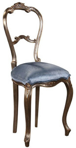 Casa Padrino Luxus Barock Damen Stuhl Hellblau / Silber - Handgefertigter Massivholz Schminktisch Stuhl - Barock Mbel