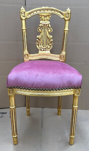 Casa Padrino Barock Damen Stuhl Rosa / Gold - Handgefertigter Antik Stil Schminktisch Stuhl - Schlafzimmer Mbel im Barockstil - Barock Mbel