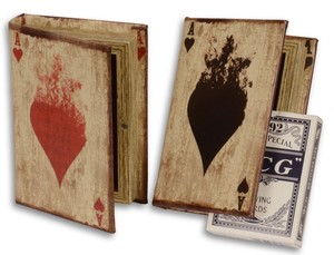 Casa Padrino Deko Spielkarten Schachteln in Bcher Optik Antik Naturfarben 9,5 x 3 x H. 13,7 cm - Deko Accessoires