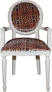 Casa Padrino Barock Esszimmer Stuhl mit Leopard / Creme 