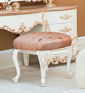 Casa Padrino Luxus Barock Hocker Rosa / Wei / Kupferfarben - Handgefertigter Barock Sitzhocker - Hochwertige Barock Mbel