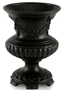 Casa Padrino Barock Vase Mattschwarz  21 x H. 29 cm - Runde Barock Keramik Blumenvase - Deko im Barocktil