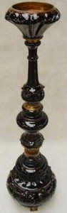 Casa Padrino Jugendstil Kerzenstnder Schwarz / Messing H. 93 cm - Porzellan Kerzenhalter - Barock & Jugendstil Deko Accessoires