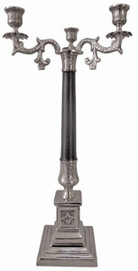 Casa Padrino Barock Kerzenhalter Silber / Schwarz 17 x 17 x H. 65 cm - Prunkvoller Barockstil Metall Kerzenstnder - Barock Deko Accessoires