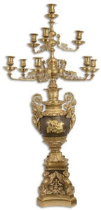Casa Padrino Barock Kerzenhalter Gold / Bronze 62 x 62 x H. 122,5 cm - Prunkvoller vergoldeter Bronze Kerzenstnder 10 flammig - Edel & Prunkvoll