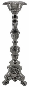 Casa Padrino Barock Kerzenhalter Antik Silber 15 x 13 x H. 44 cm - Prunkvoller Barockstil Metall Kerzenstnder - Barock Deko Accessoires