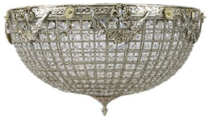 Casa Padrino Barock Kristall Deckenleuchte Silber  60 x H. 30 cm - Prunkvoller Decken Kronleuchter - Barock Leuchten