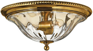 Casa Padrino Barock Deckenleuchte Messingfarben  41,3 x H. 19,1 cm - Elegante runde Deckenlampe aus massivem Messing und Glas Lampenschirm - Barock Mbel