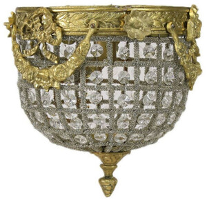 Casa Padrino Barock Kristall Deckenleuchte Gold  20 cm - Runde Deckenlampe im Barockstil - Barock Leuchten - Edel & Prunkvoll