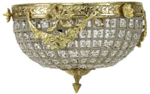 Casa Padrino Barock Kristall Deckenleuchte Gold  30 cm - Runde Deckenlampe im Barockstil - Barock Leuchten - Edel & Prunkvoll